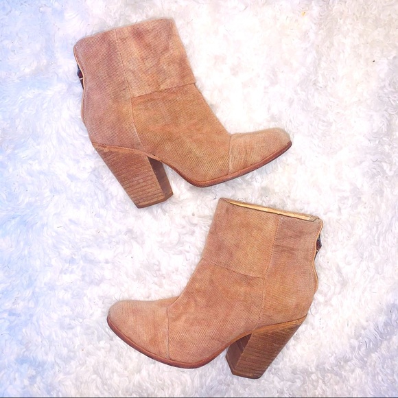 Rag & bone Camel Canvas Newbury Booties - Picture 1 of 11